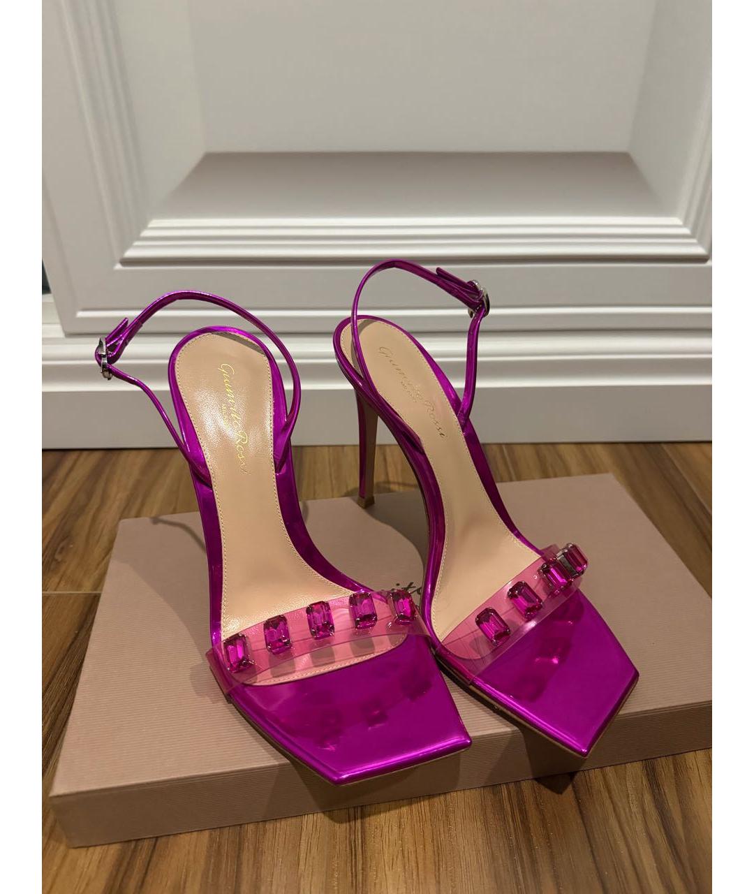 GIANVITO ROSSI Фуксия кожаные босоножки, фото 5
