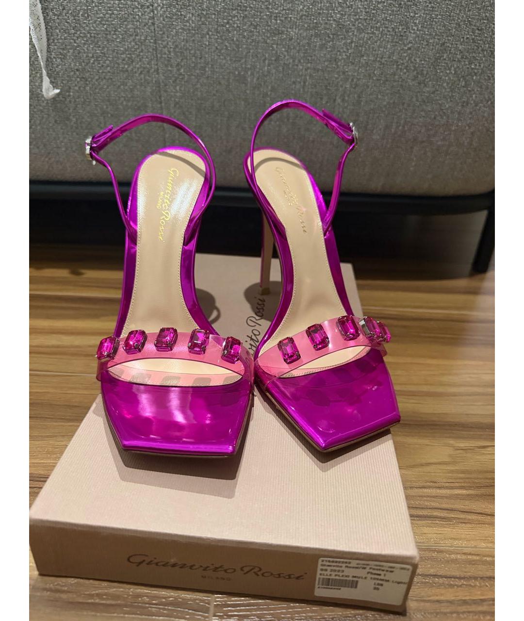 GIANVITO ROSSI Фуксия кожаные босоножки, фото 2