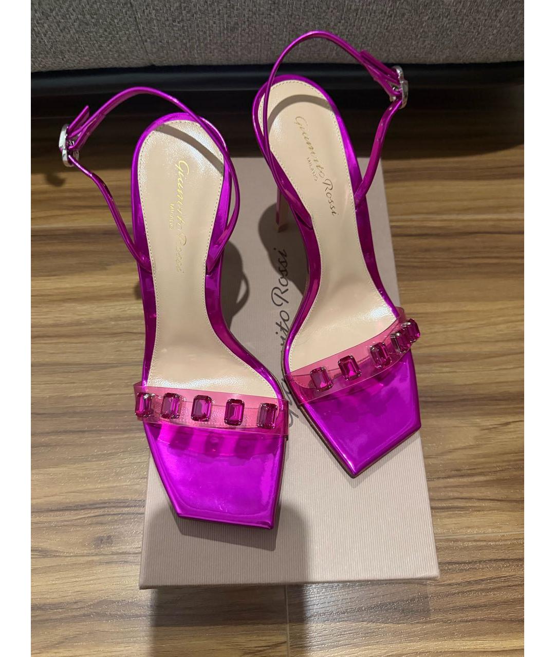 GIANVITO ROSSI Фуксия кожаные босоножки, фото 7