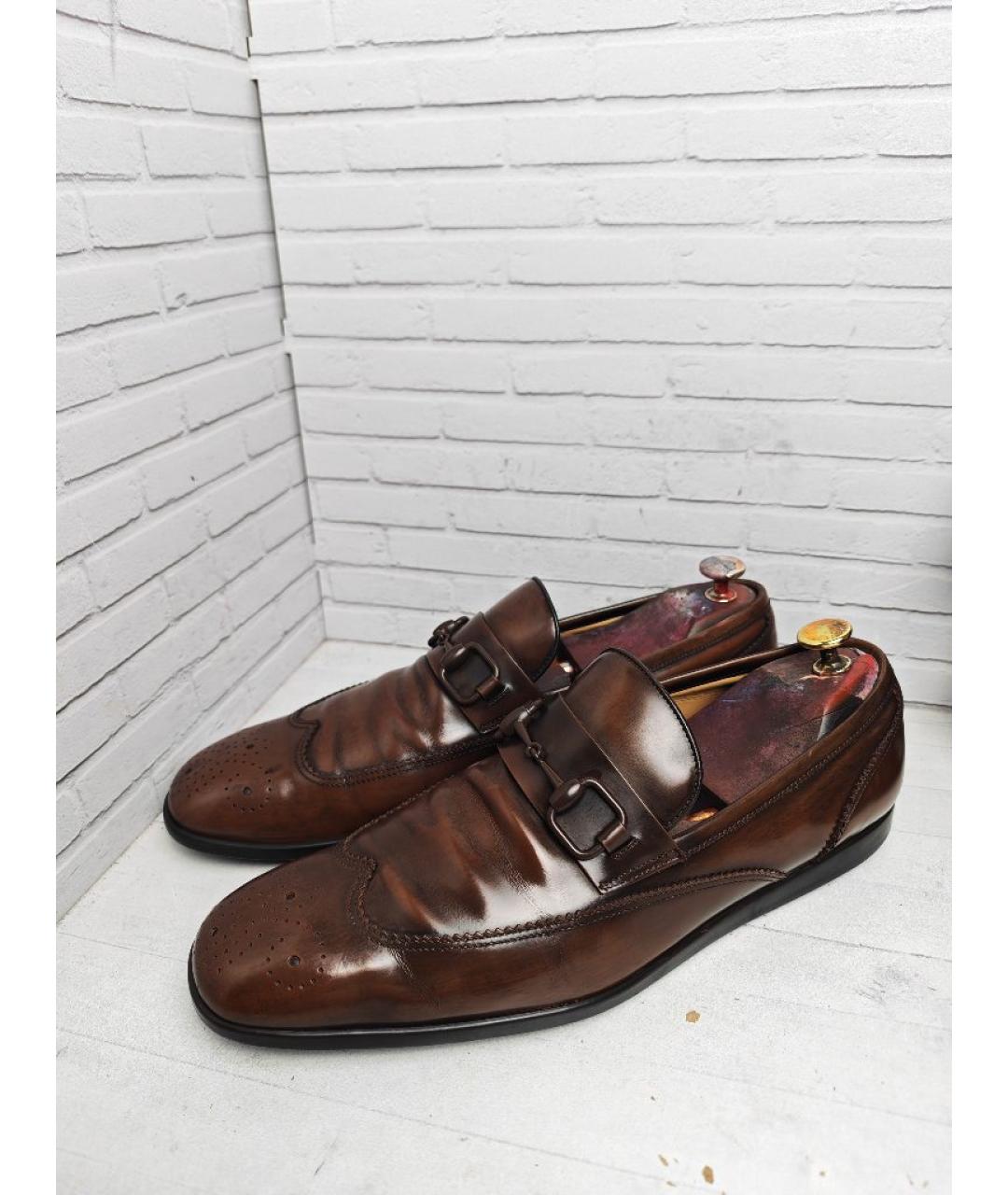 GUCCI Коричневые кожаные лоферы, фото 2