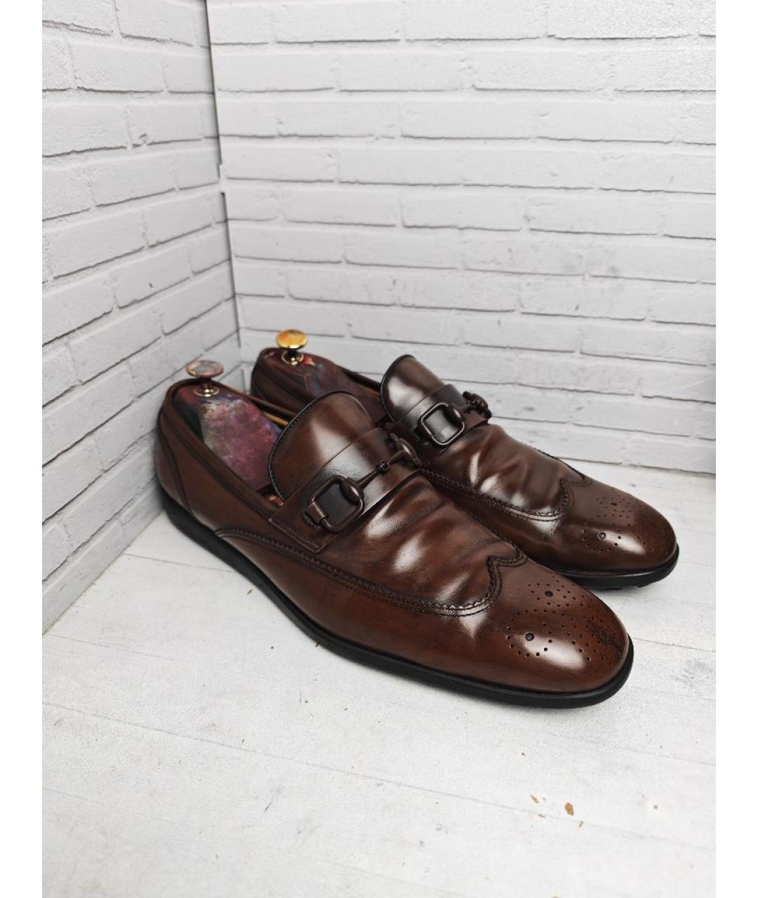 GUCCI Коричневые кожаные лоферы, фото 4