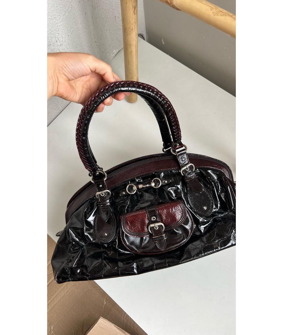 CHRISTIAN DIOR Коричневая сумка с короткими ручками из лакированной кожи, фото 8