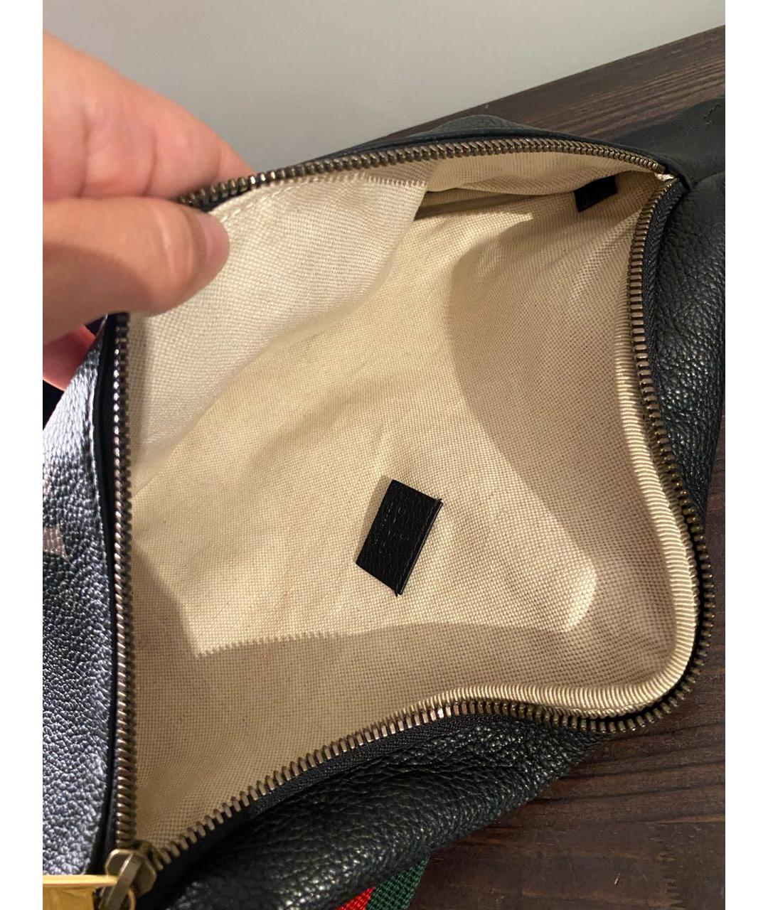 GUCCI Черная кожаная поясная сумка, фото 4