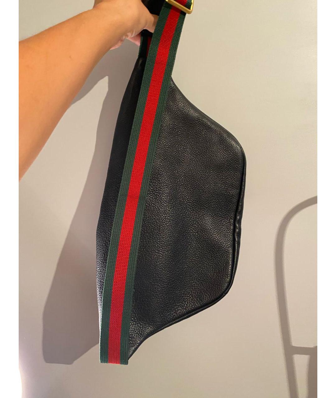 GUCCI Черная кожаная поясная сумка, фото 2