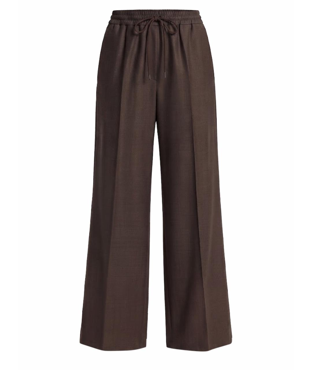 MAX MARA Коричневые шерстяные прямые брюки, фото 1