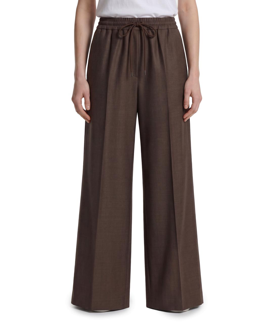 MAX MARA Коричневые шерстяные прямые брюки, фото 4