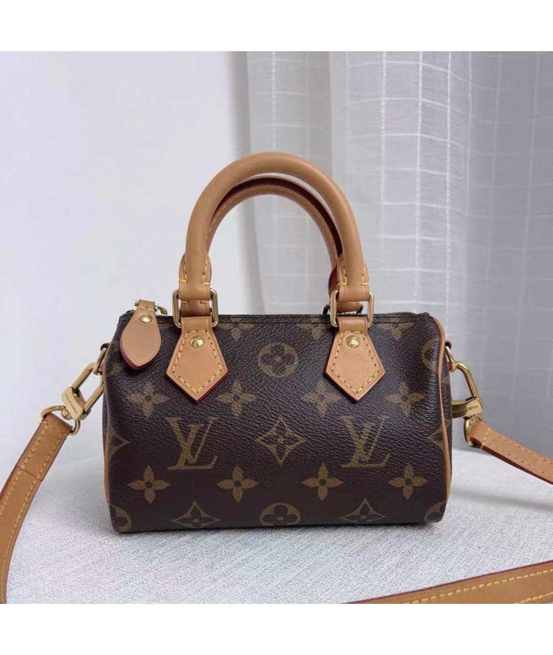 LOUIS VUITTON Коричневая кожаная сумка через плечо, фото 9
