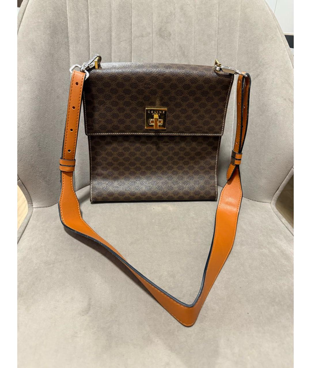 CELINE Коричневая кожаная сумка через плечо, фото 3
