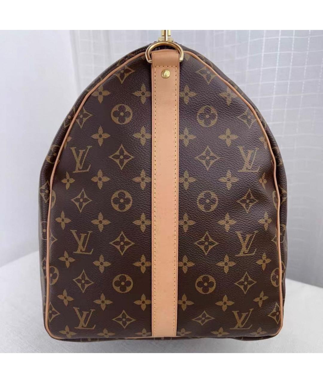 LOUIS VUITTON Коричневая дорожная/спортивная сумка из канвы, фото 5
