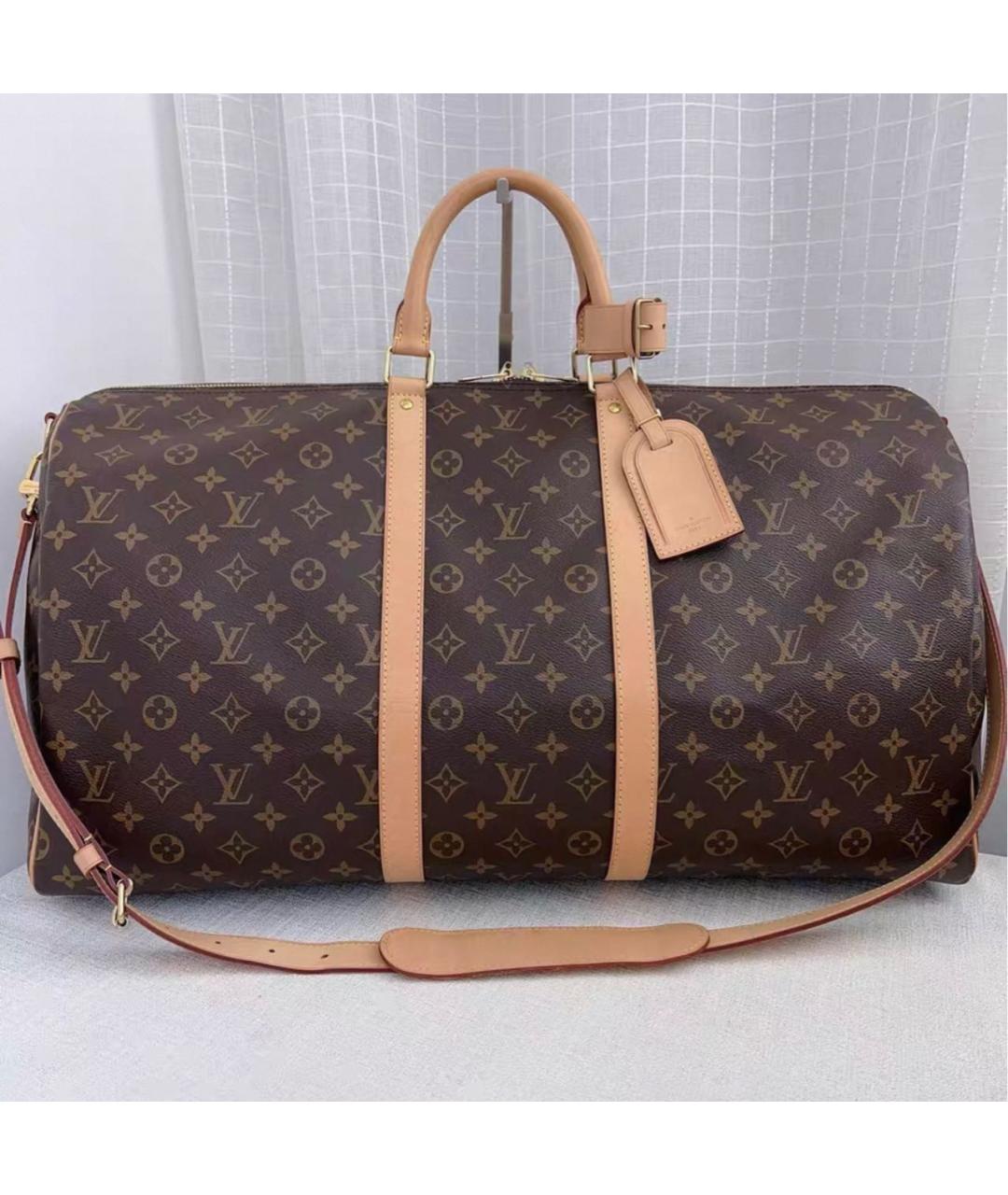 LOUIS VUITTON Коричневая дорожная/спортивная сумка из канвы, фото 9