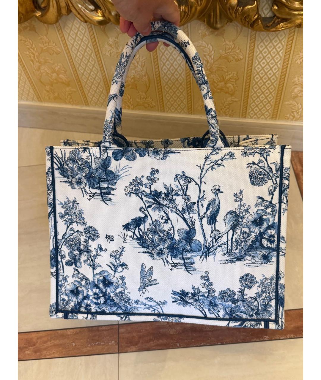 CHRISTIAN DIOR Синяя хлопковая сумка с короткими ручками, фото 2