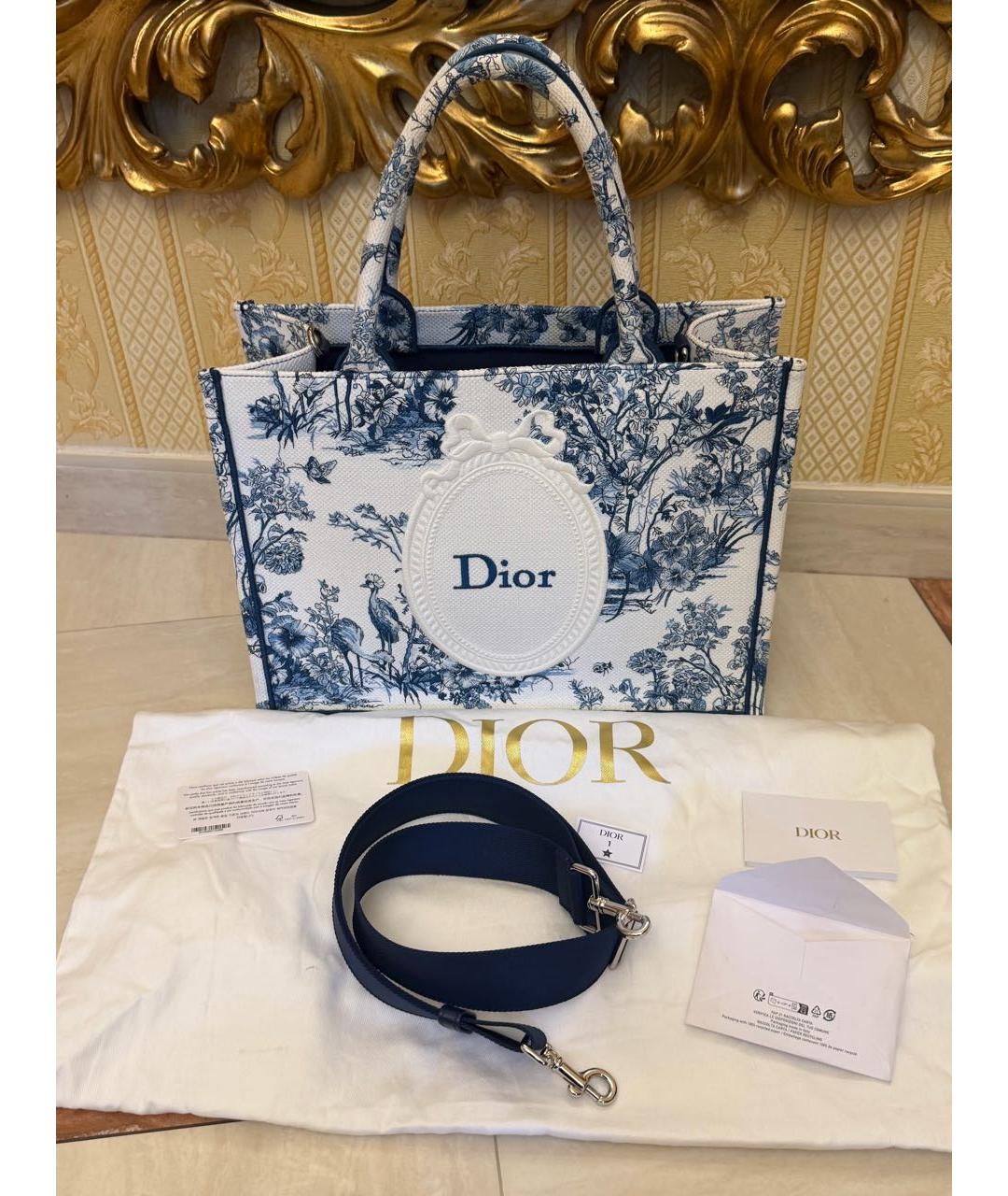 CHRISTIAN DIOR Синяя хлопковая сумка с короткими ручками, фото 4