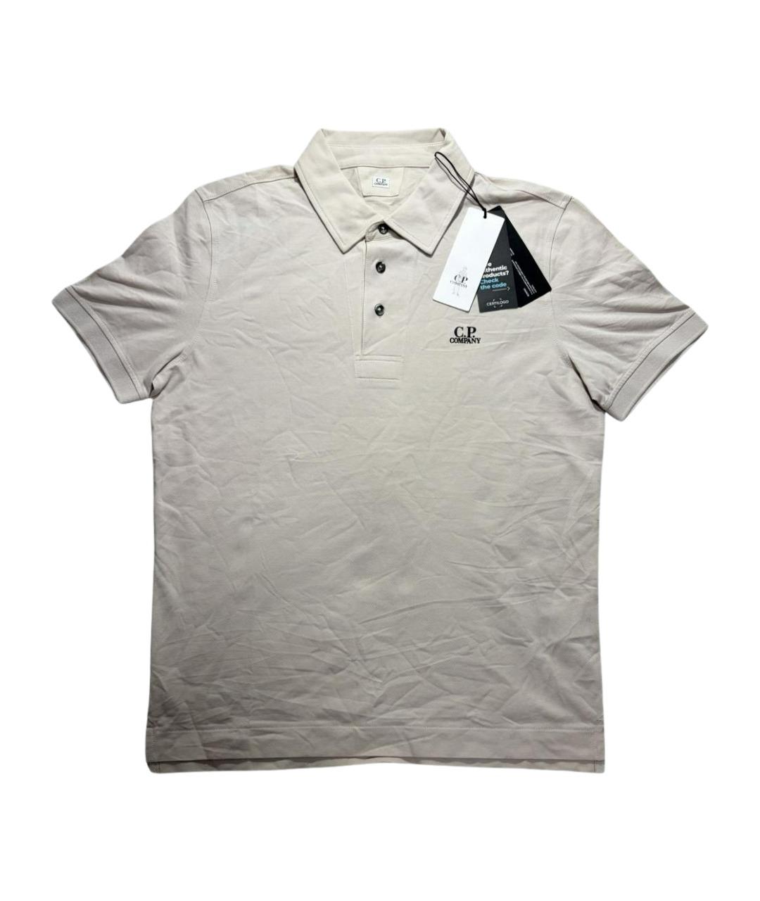 CP COMPANY Бежевое хлопковое поло с коротким рукавом, фото 1