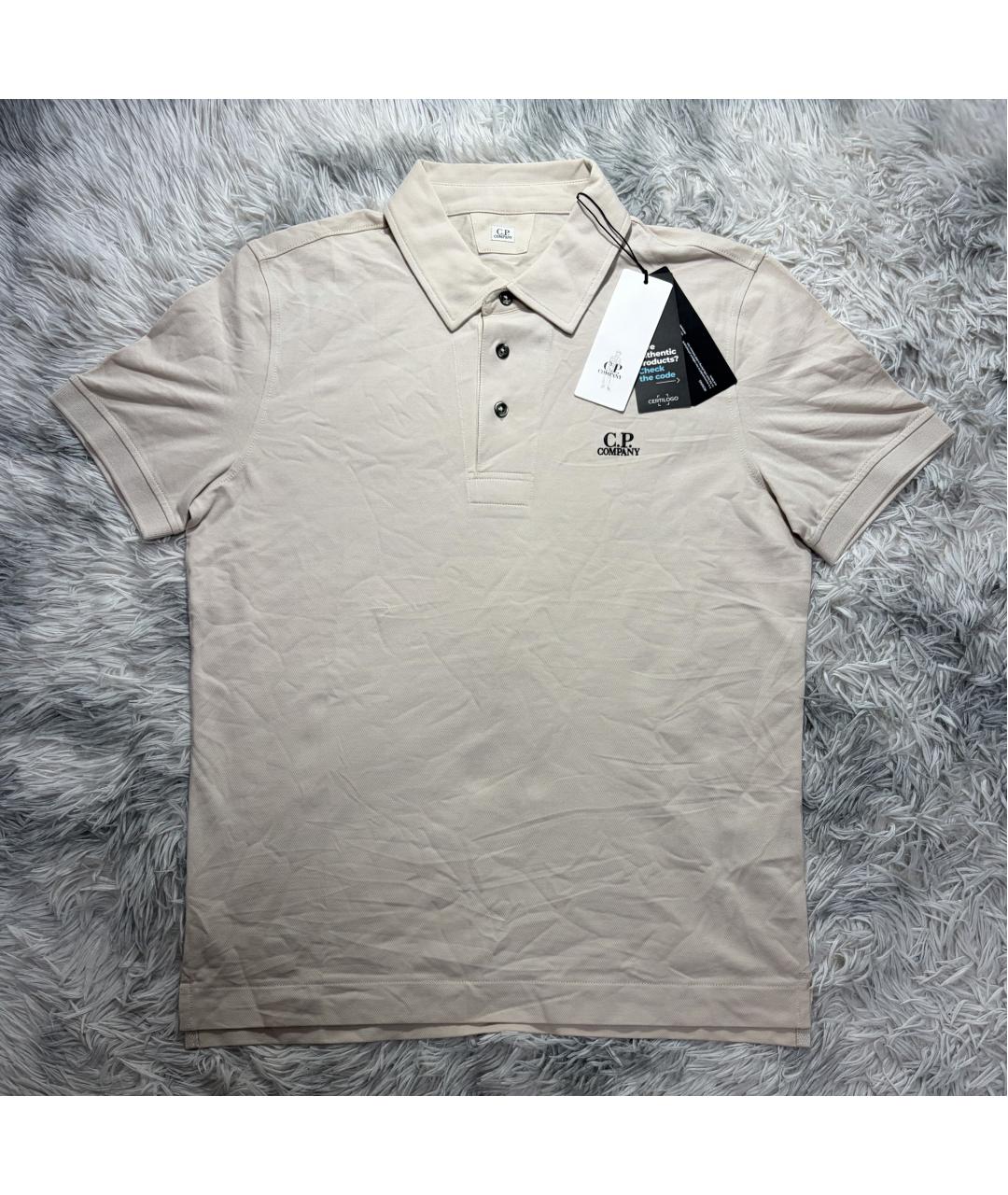 CP COMPANY Бежевое хлопковое поло с коротким рукавом, фото 10