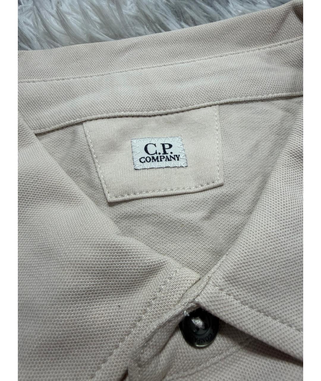 CP COMPANY Бежевое хлопковое поло с коротким рукавом, фото 5