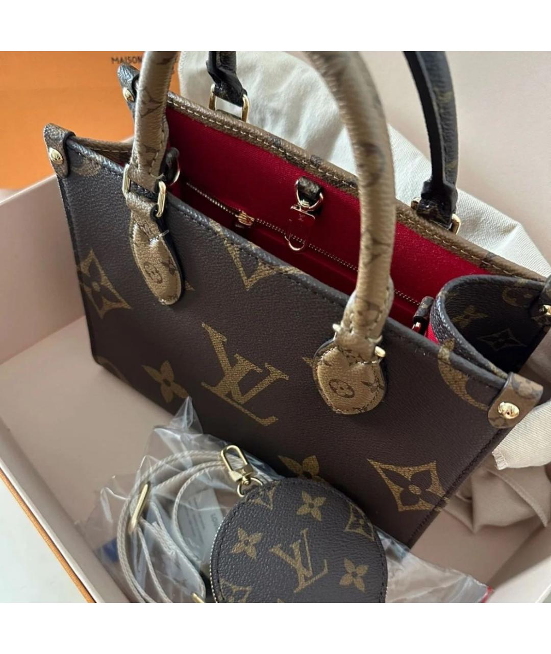 LOUIS VUITTON Коричневая сумка тоут из канвы, фото 4