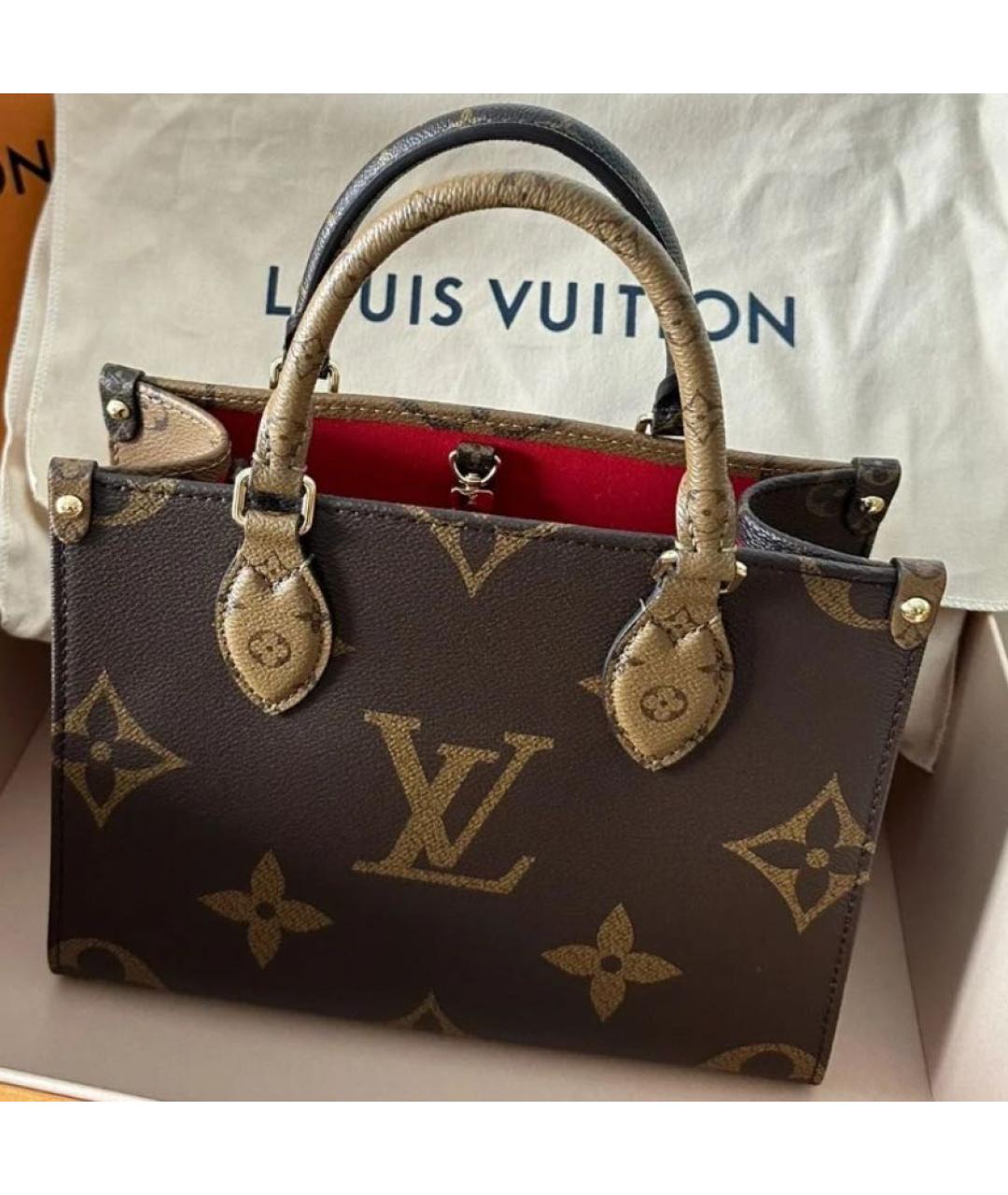 LOUIS VUITTON Коричневая сумка тоут из канвы, фото 3