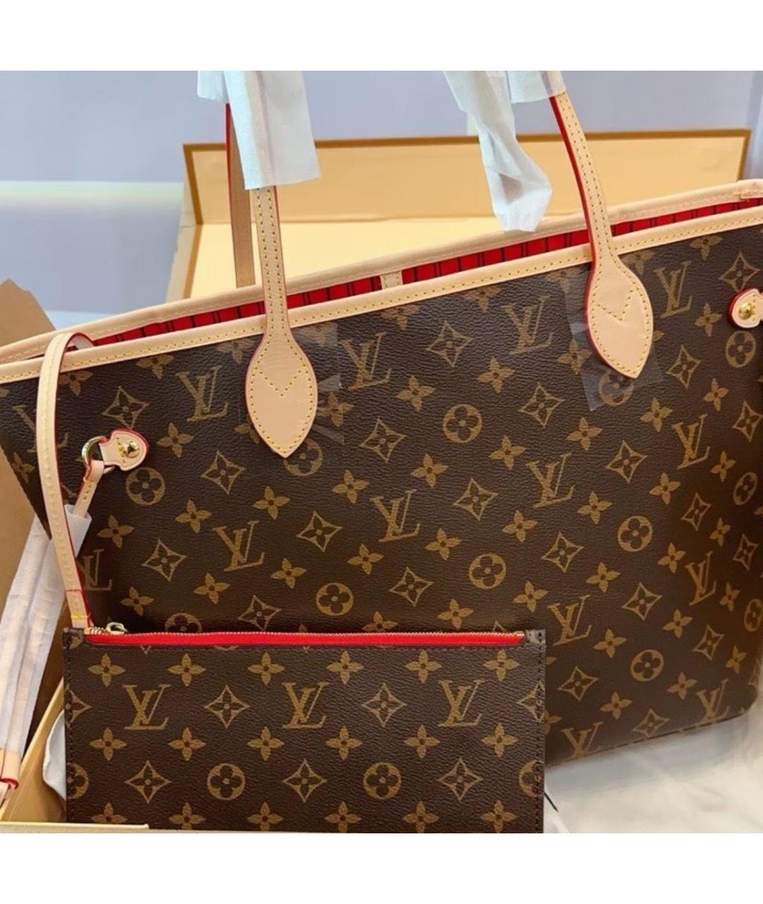LOUIS VUITTON Коричневая сумка тоут из канвы, фото 3