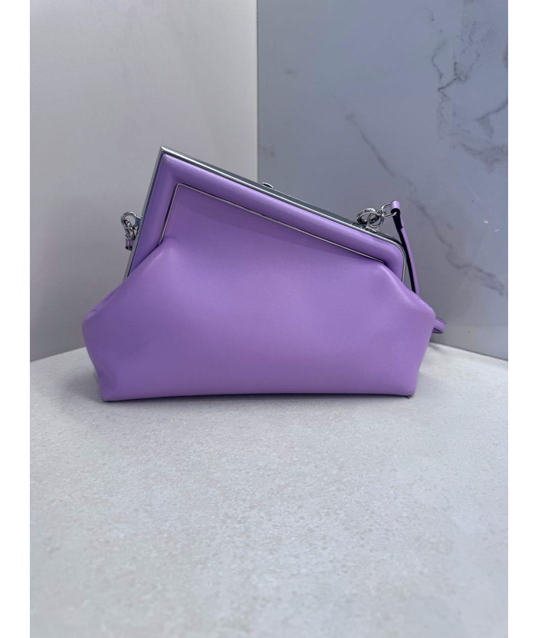 FENDI Фиолетовая кожаная сумка через плечо, фото 3
