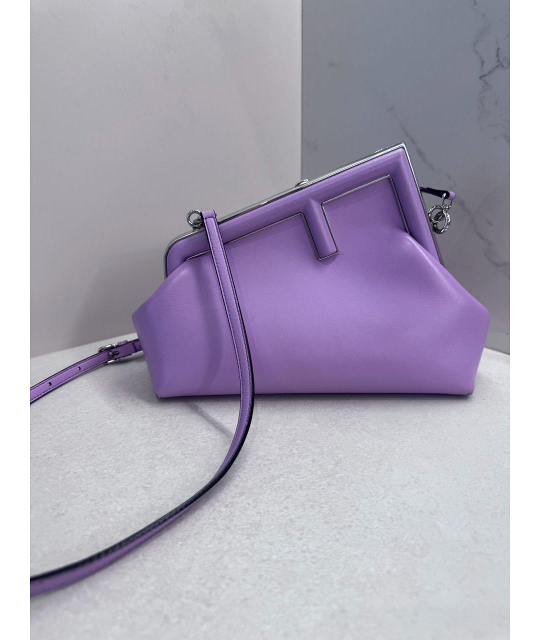 FENDI Фиолетовая кожаная сумка через плечо, фото 5