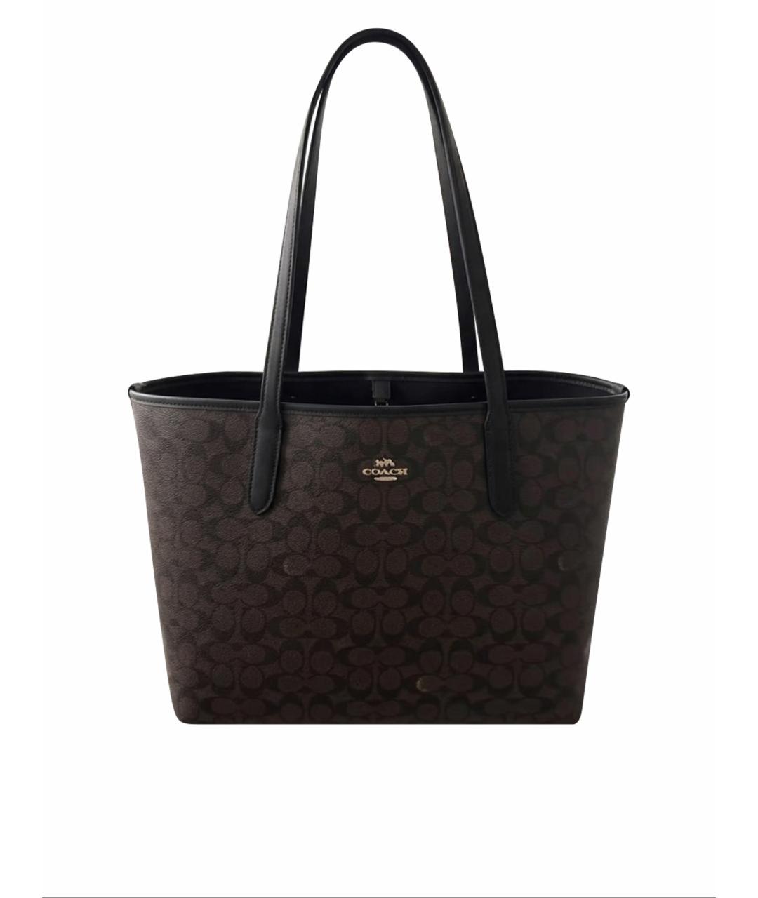 COACH Коричневая сумка тоут из канвы, фото 1