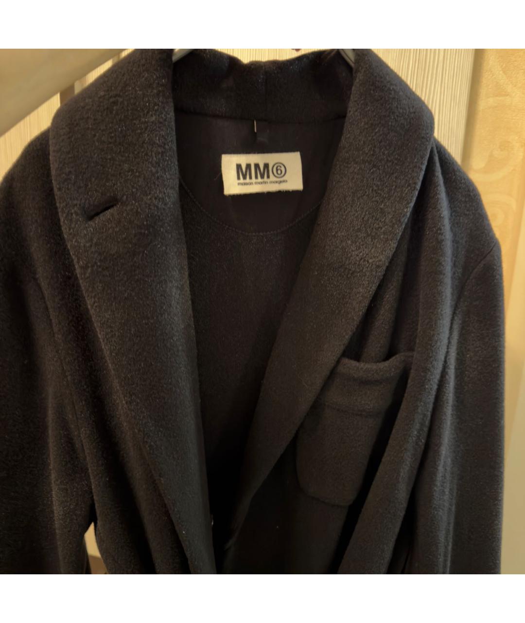 MM6 MAISON MARGIELA Черное шерстяное пальто, фото 3