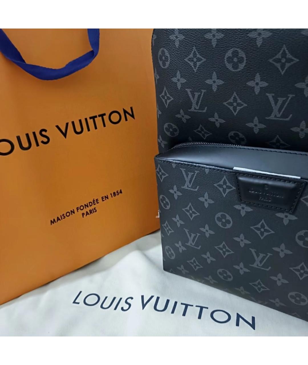 LOUIS VUITTON Черный рюкзак из канвы, фото 4