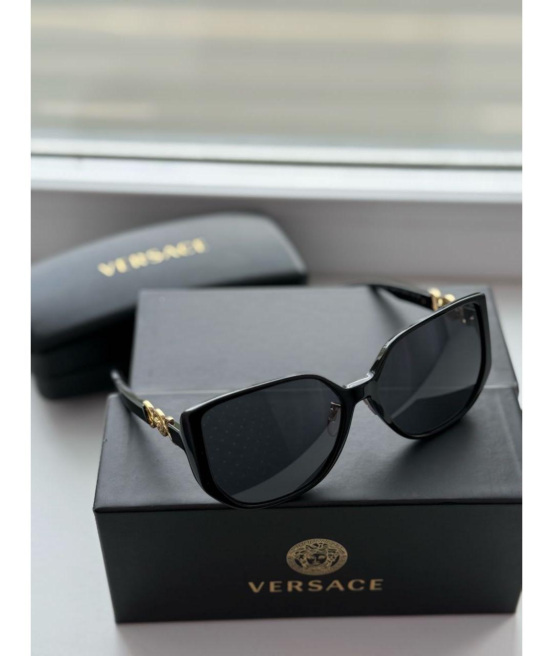 VERSACE Черные пластиковые солнцезащитные очки, фото 9
