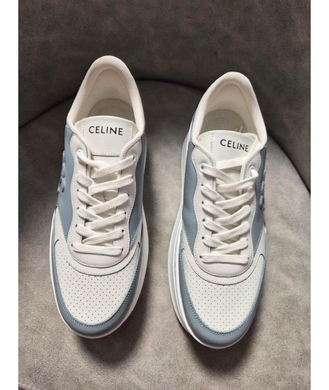 CELINE Голубые кожаные слипоны, фото 2