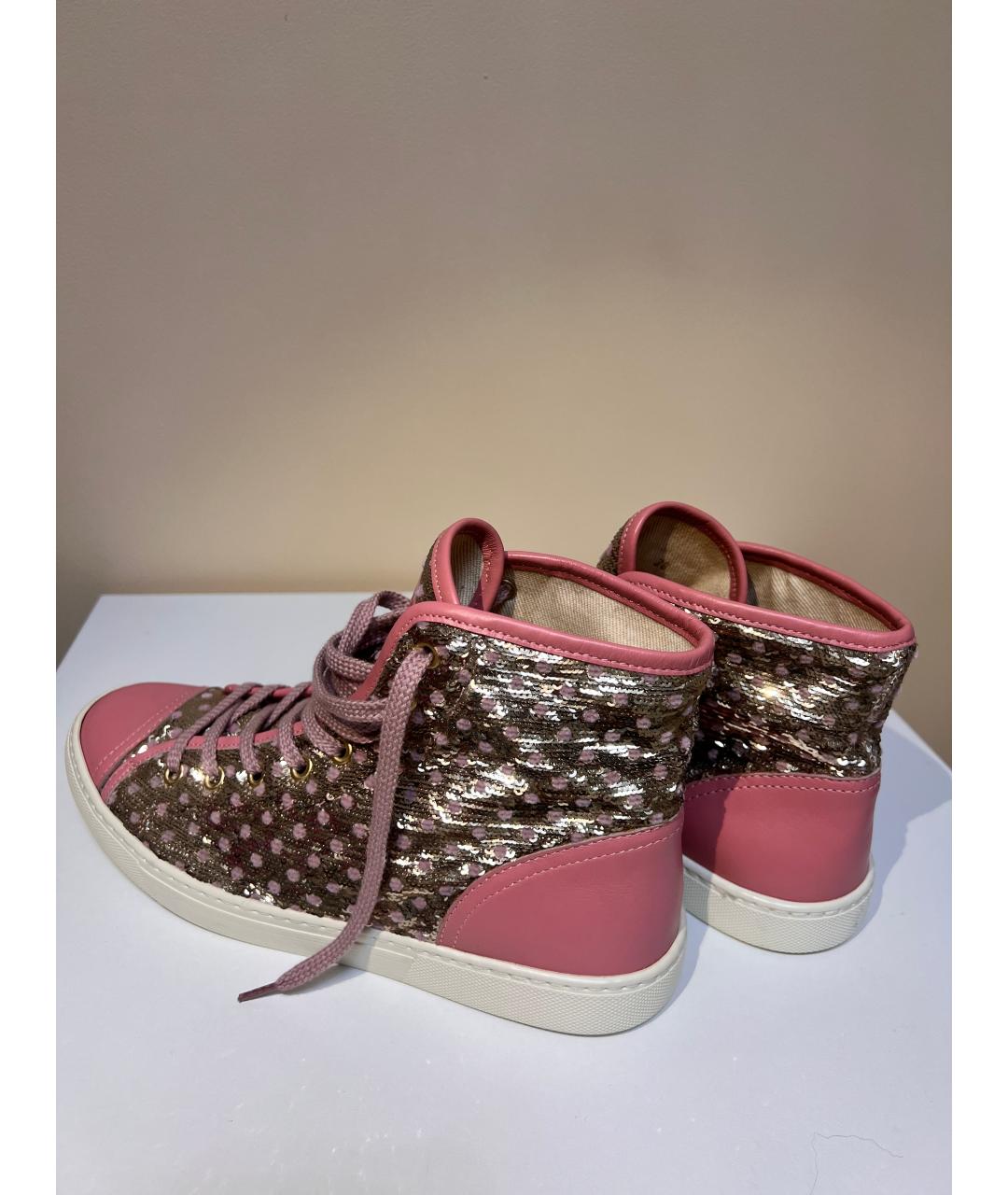 RED VALENTINO Розовые текстильные кеды, фото 3
