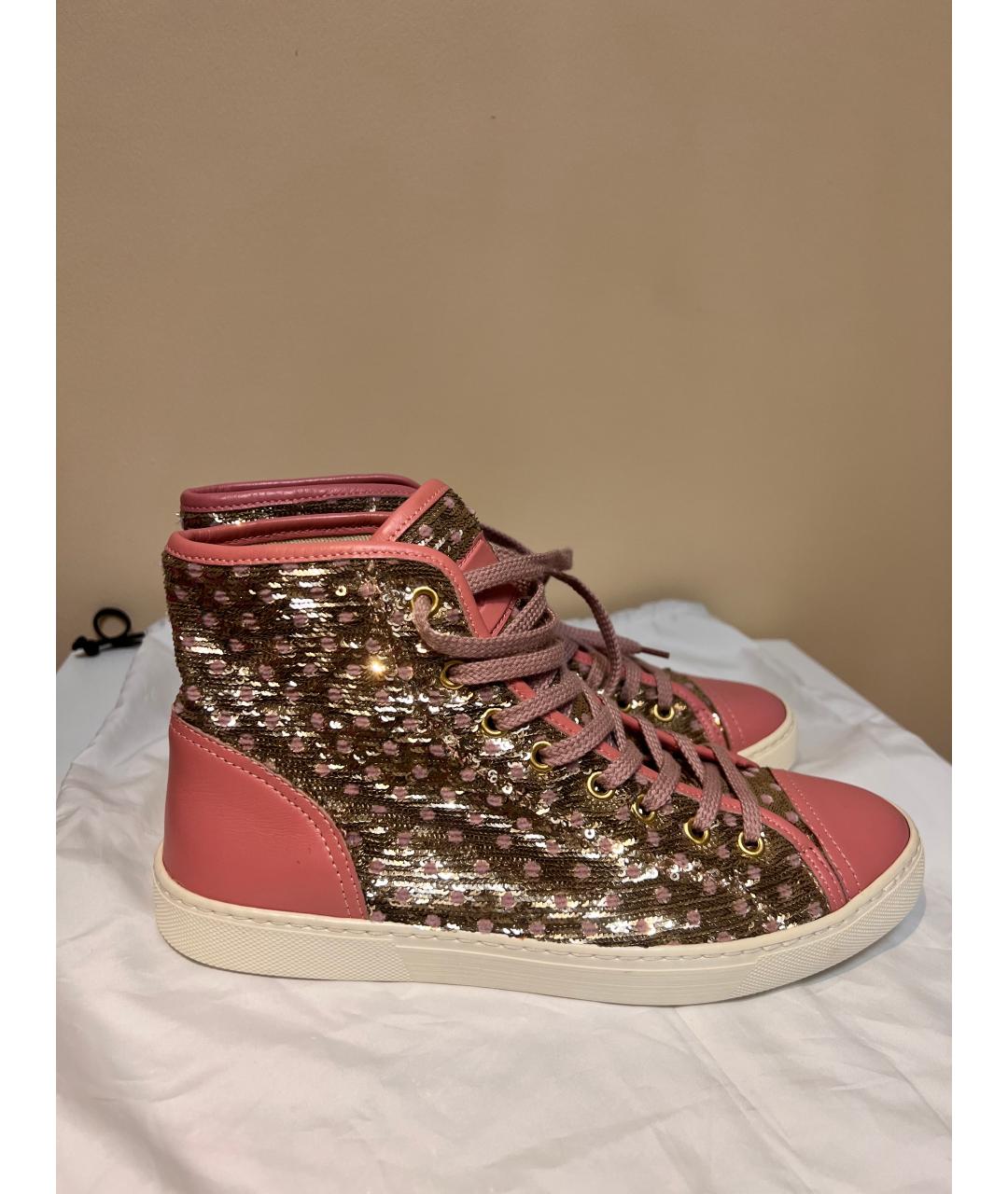 RED VALENTINO Розовые текстильные кеды, фото 7