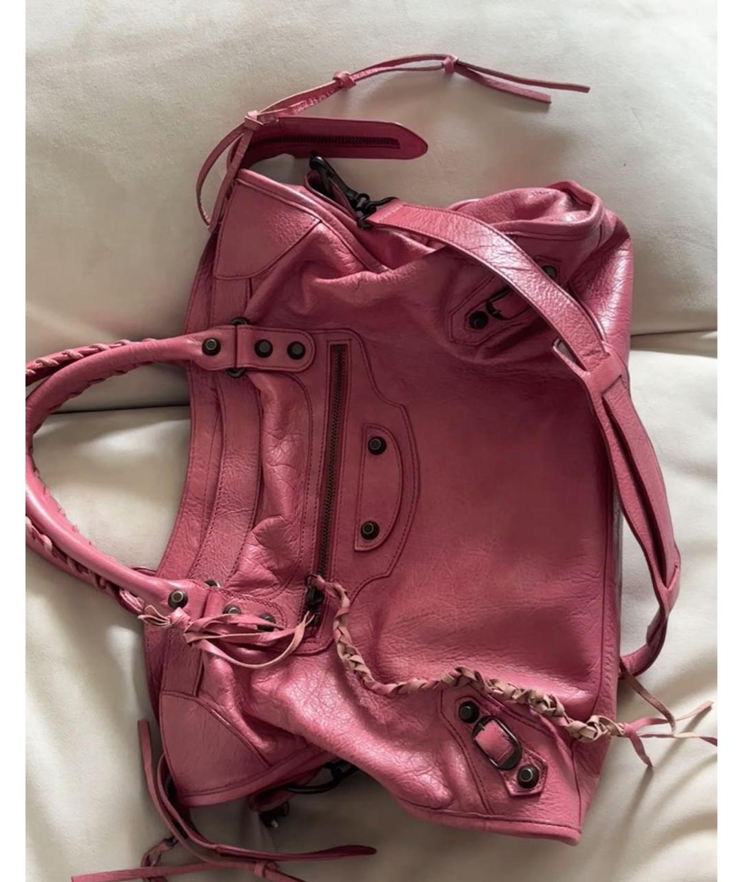 BALENCIAGA Розовая кожаная сумка с короткими ручками, фото 2