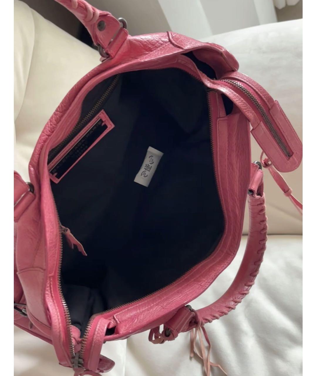 BALENCIAGA Розовая кожаная сумка с короткими ручками, фото 5