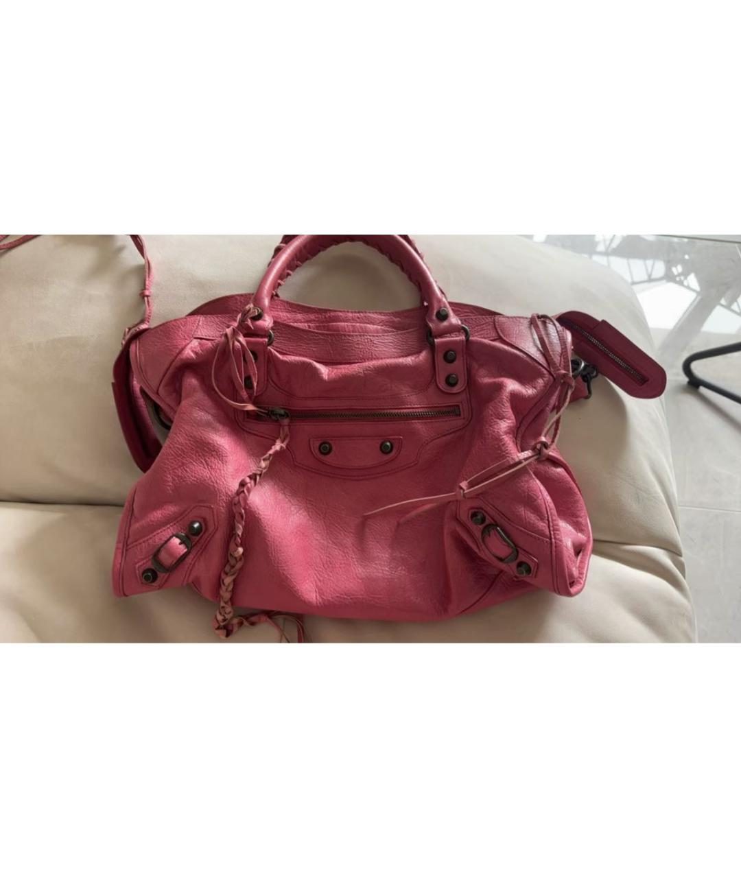 BALENCIAGA Розовая кожаная сумка с короткими ручками, фото 7