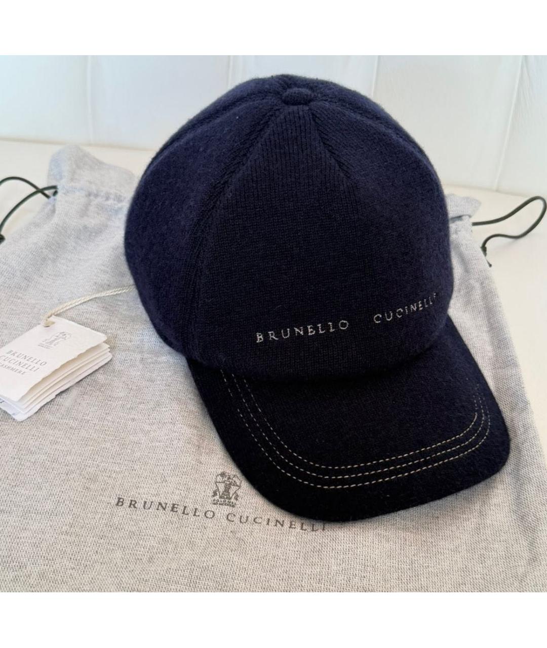 BRUNELLO CUCINELLI Темно-синяя кашемировая кепка/бейсболка, фото 3