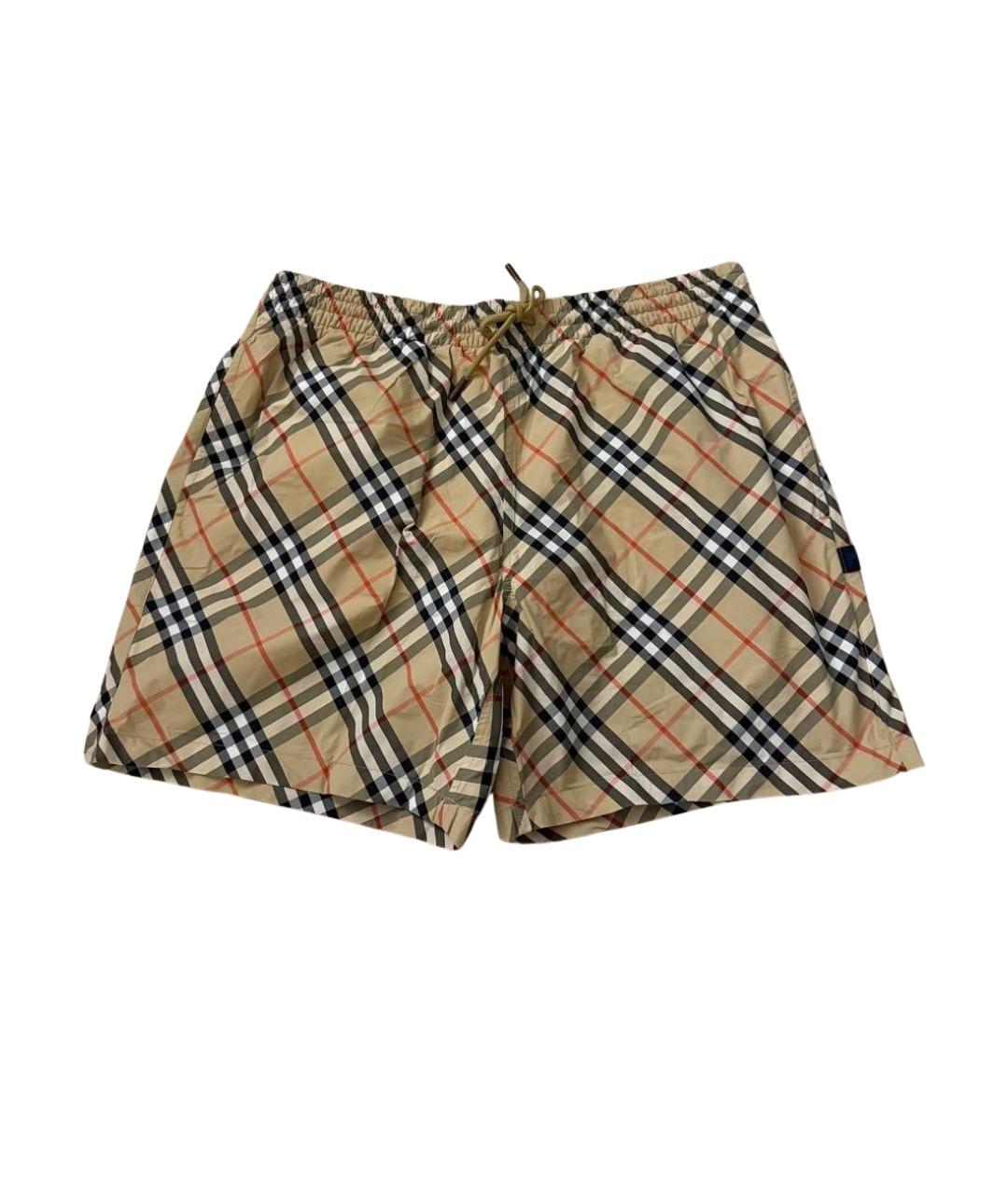 BURBERRY Бежевые шорты из кожи аллигатора, фото 1