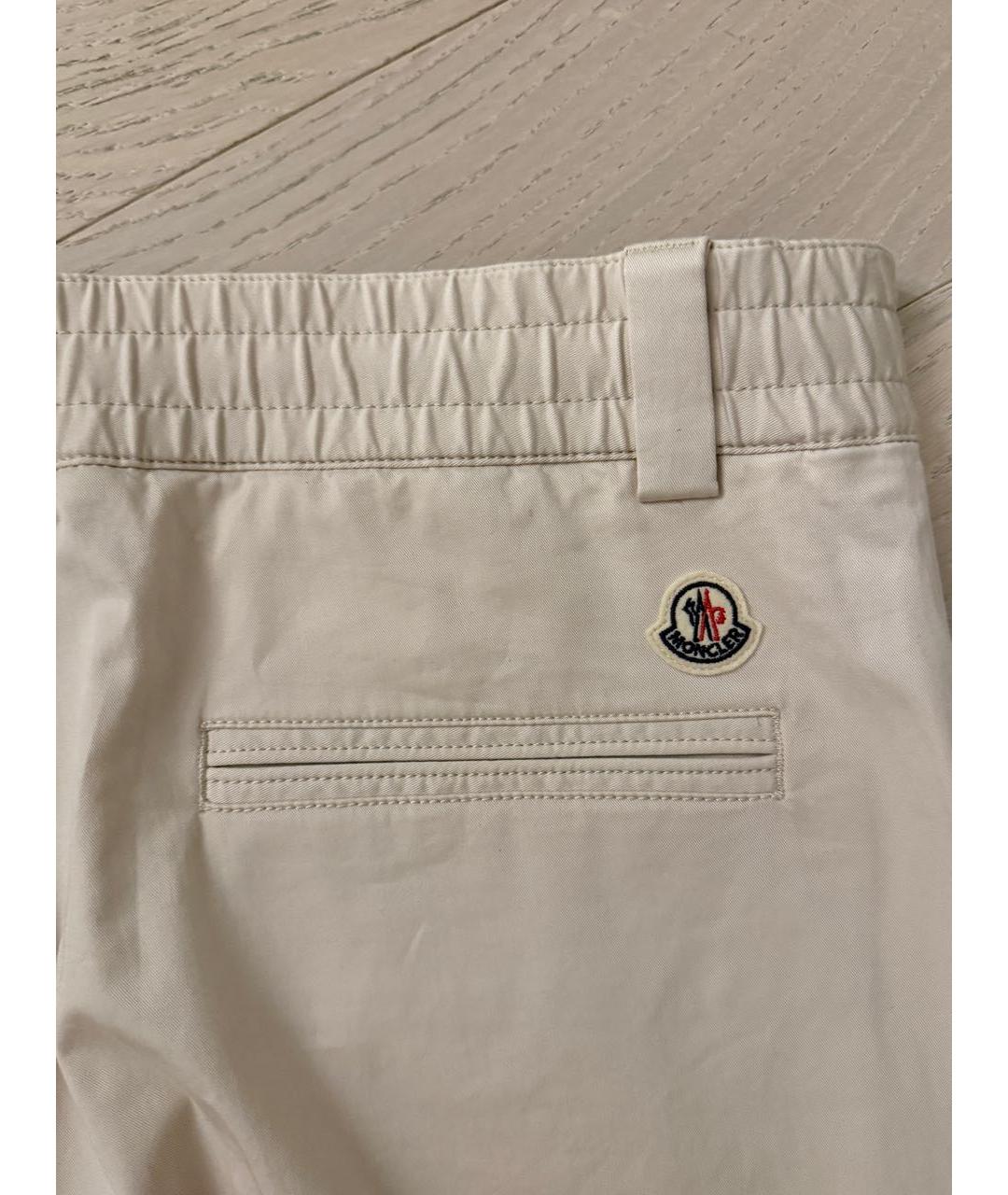 MONCLER Бежевые хлопковые классические брюки, фото 3