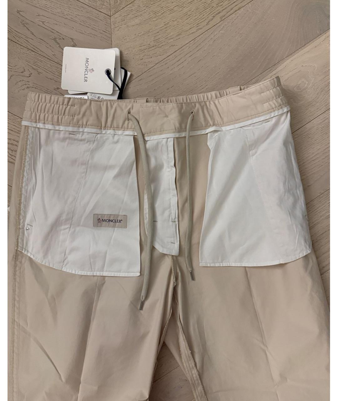 MONCLER Бежевые хлопковые классические брюки, фото 2