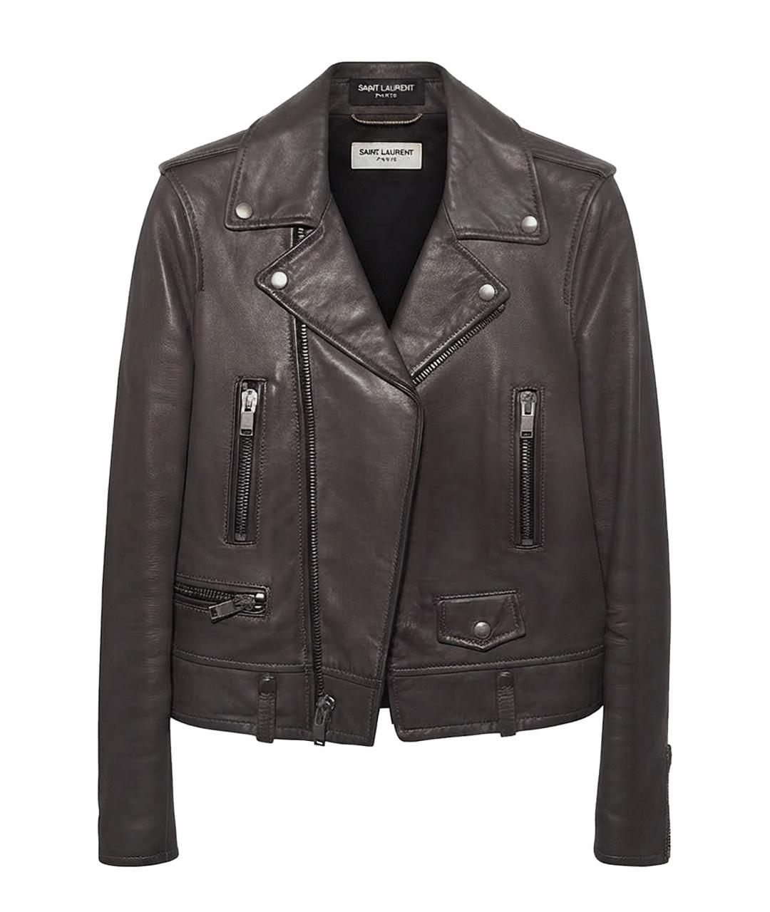 SAINT LAURENT Серая кожаная куртка, фото 1