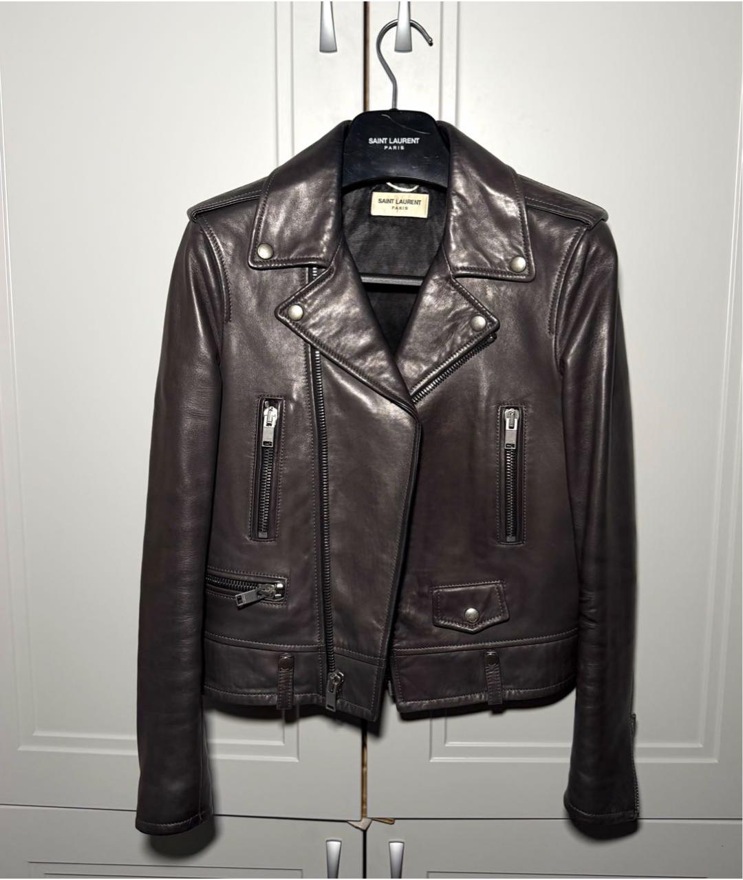 SAINT LAURENT Серая кожаная куртка, фото 6