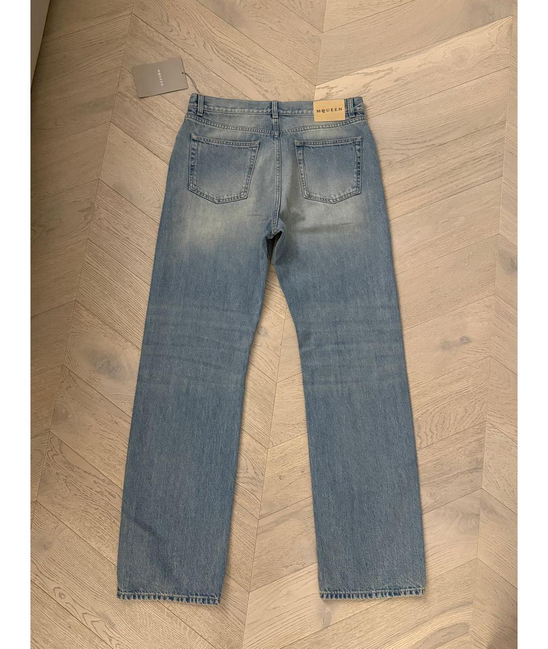 ALEXANDER MCQUEEN Голубые хлопковые прямые джинсы, фото 2