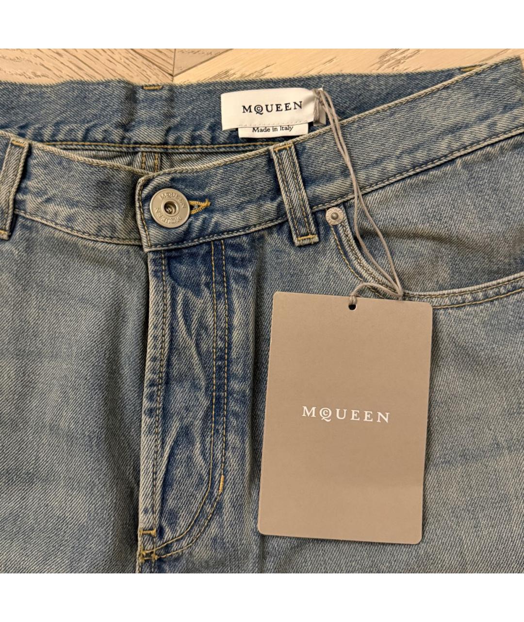 ALEXANDER MCQUEEN Голубые хлопковые прямые джинсы, фото 4