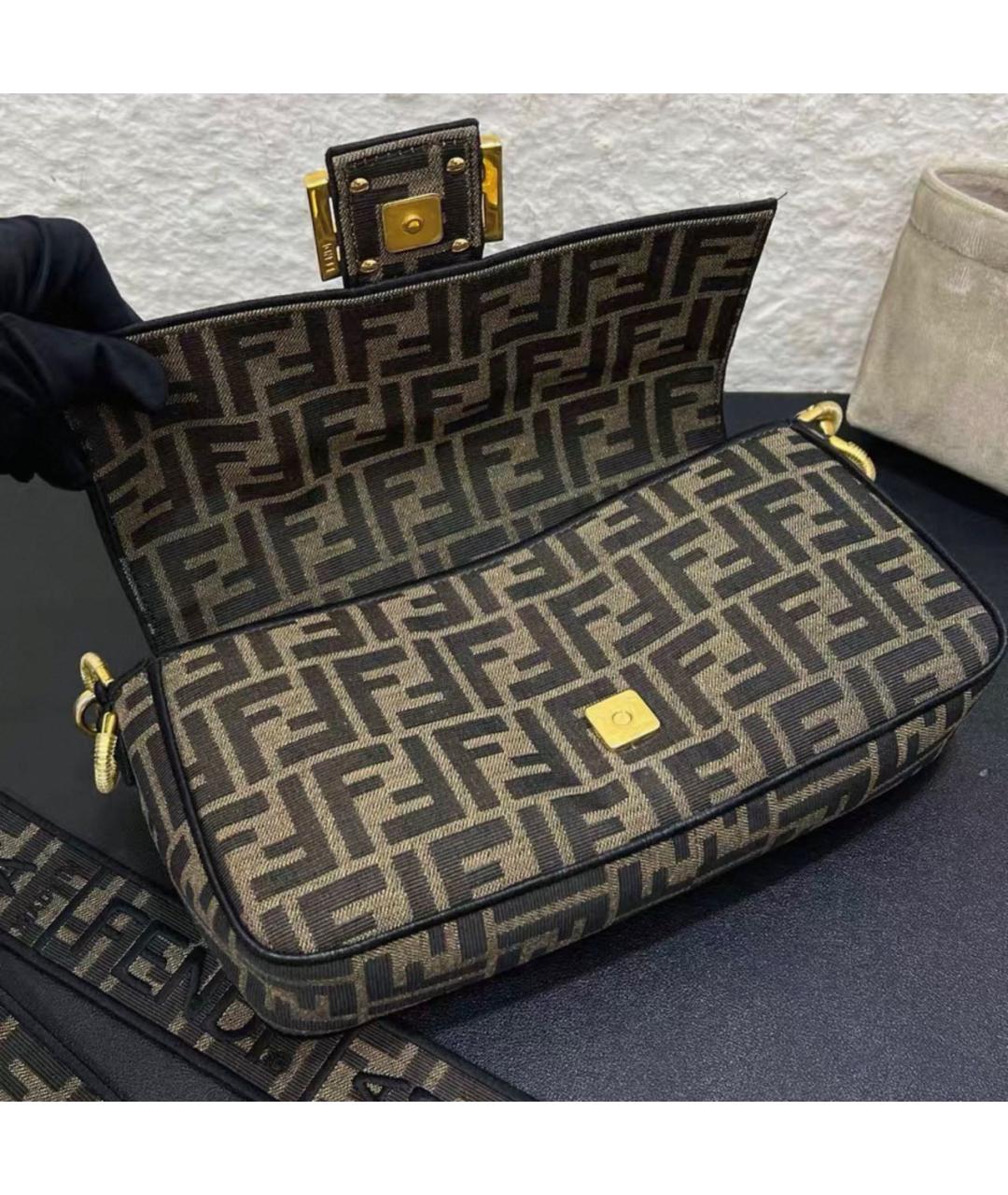 FENDI Коричневая тканевая сумка через плечо, фото 6