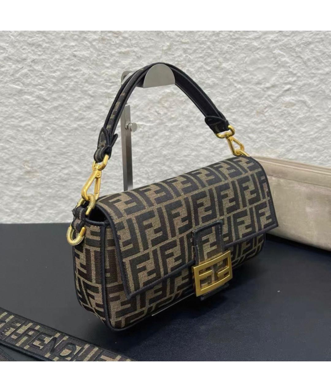 FENDI Коричневая тканевая сумка через плечо, фото 3