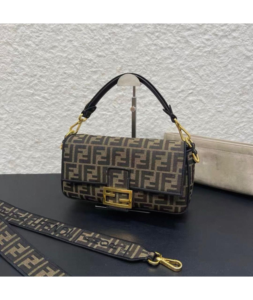 FENDI Коричневая тканевая сумка через плечо, фото 8