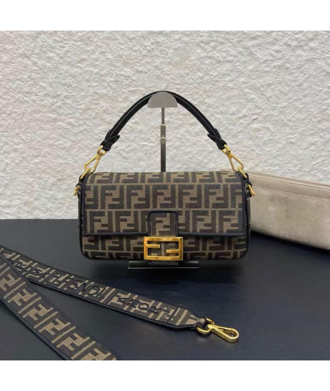 FENDI Коричневая тканевая сумка через плечо, фото 9