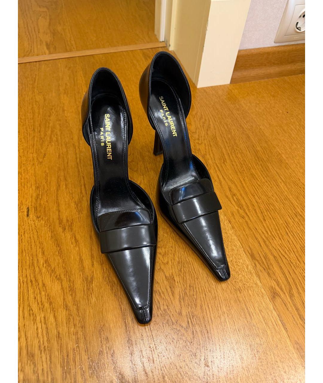 SAINT LAURENT Черные кожаные туфли, фото 3
