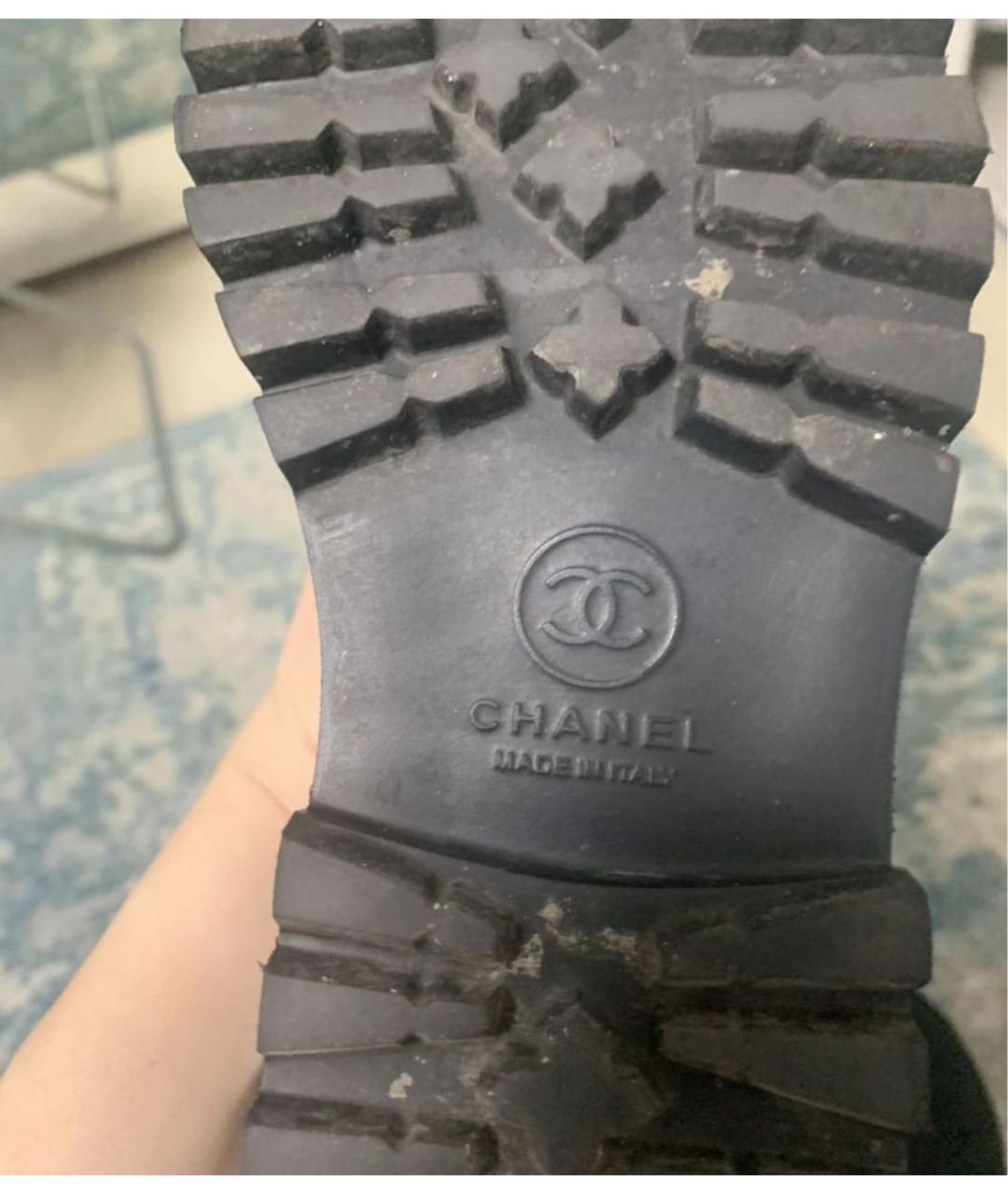 CHANEL Черные кожаные сапоги, фото 4
