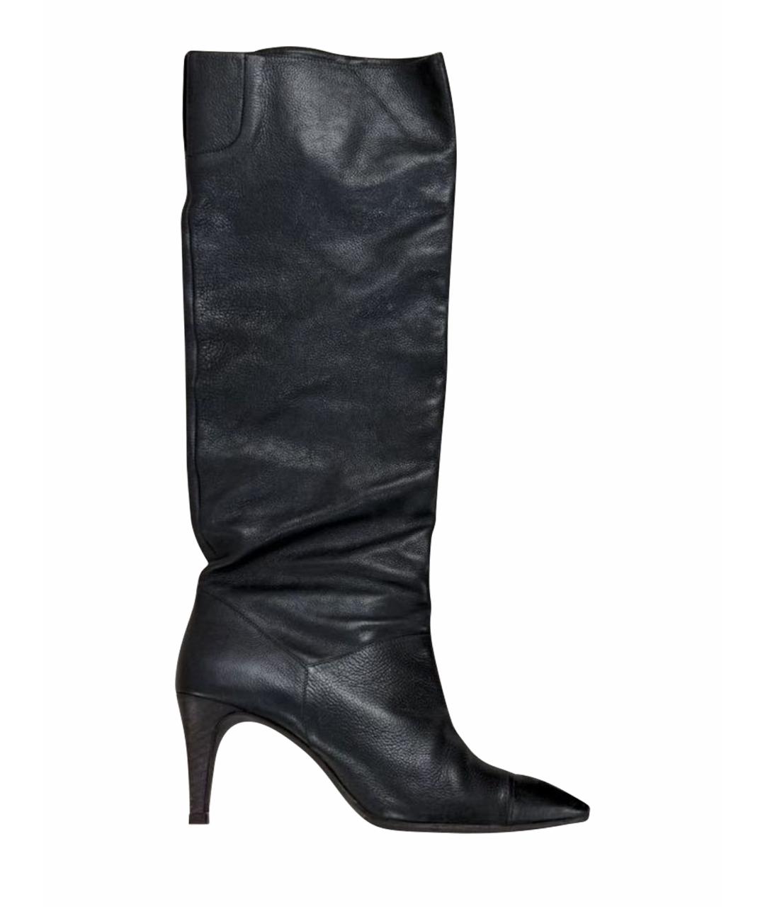 CHANEL Черные кожаные сапоги, фото 4