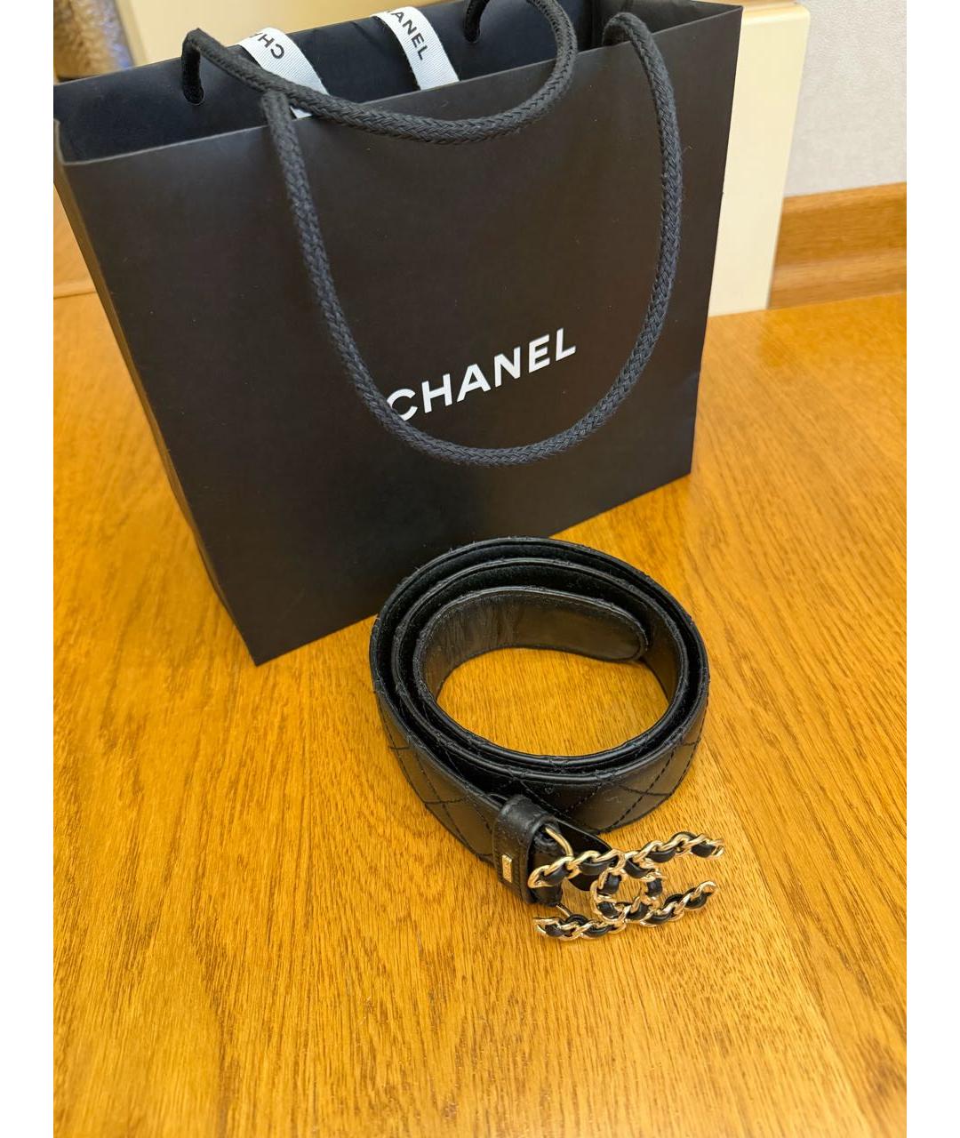 CHANEL Черный кожаный ремень, фото 5
